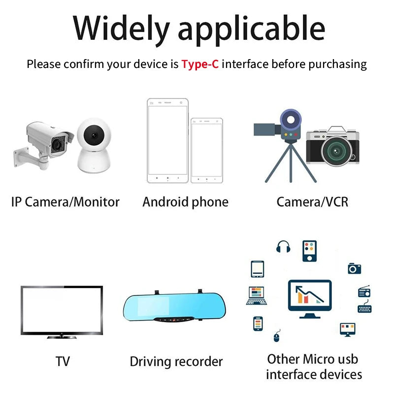 Ultra-long Type-C charging cable is suitable for monitoring the driving recorder printer USB extended power cord 3M 5M 10M